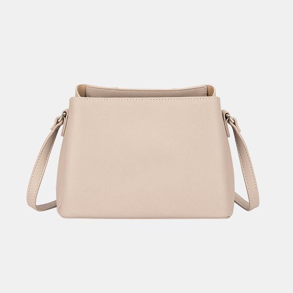 David Jones PU Leather Adjustable Shoulder Strap Crossbody Bag | Natural - Picture 2 of 7